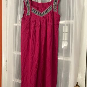 Elegant Pink Embroidered Midi Dress